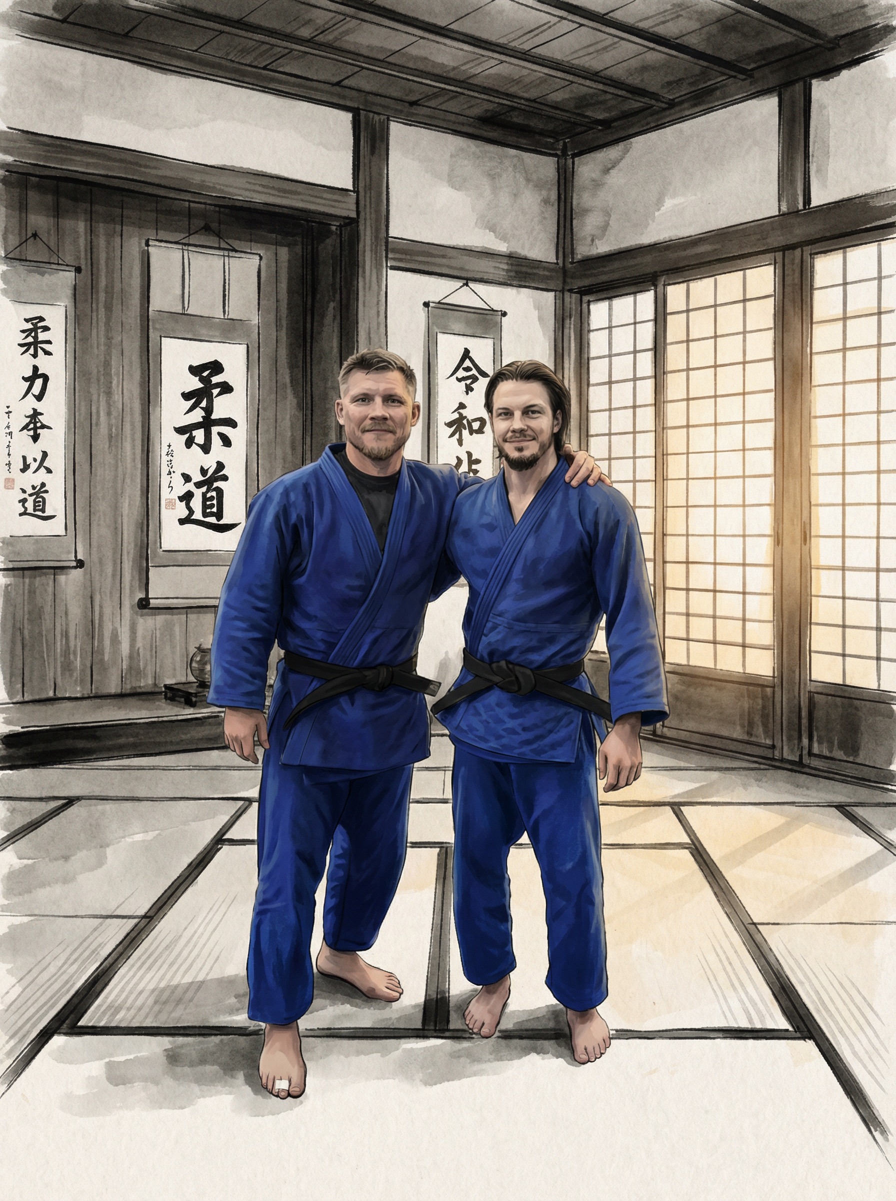 Дзюдоисты в додзё